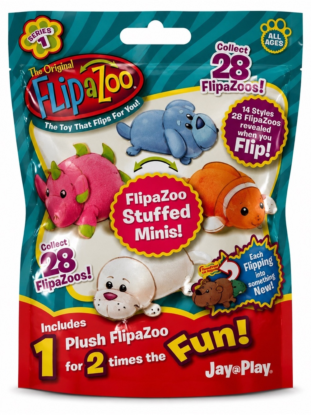 Flipazoo Stuffed Minis Plush Blind Bag - Orange, Pink, Blue, White